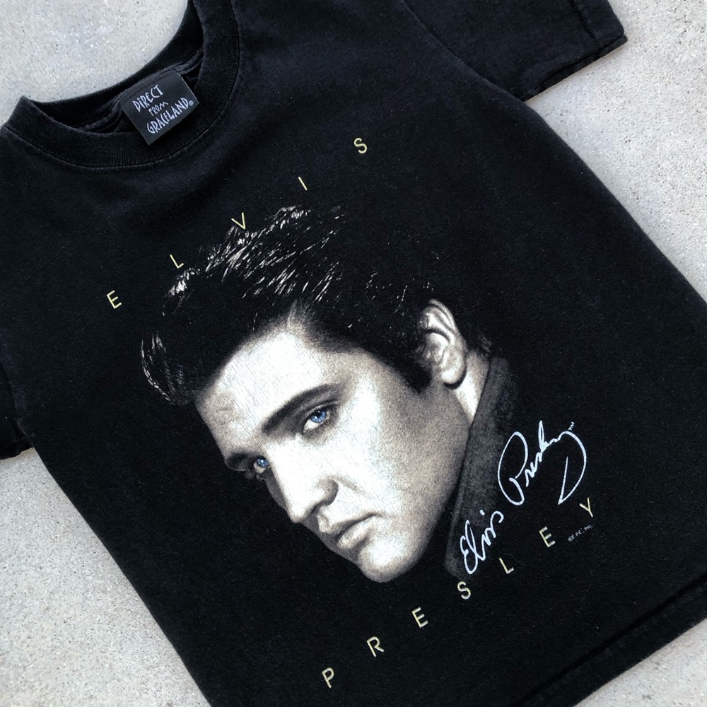 Elvis Presley 2005 Direct From Graceland EPE Black Kids Tee Size Small